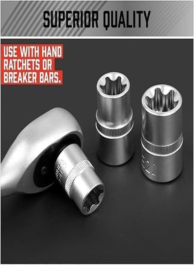 NIKTION Chrome Vanadium Steel 14-Piece E-Torx Premium Socket Set - E4 to E24 Ultimate Star and Torque Set - Image 4